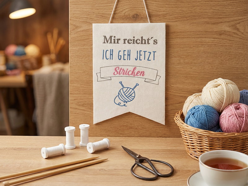 Preview: Wimpel Mir reichts ich geh jetzt stricken - ITH-Stickdatei